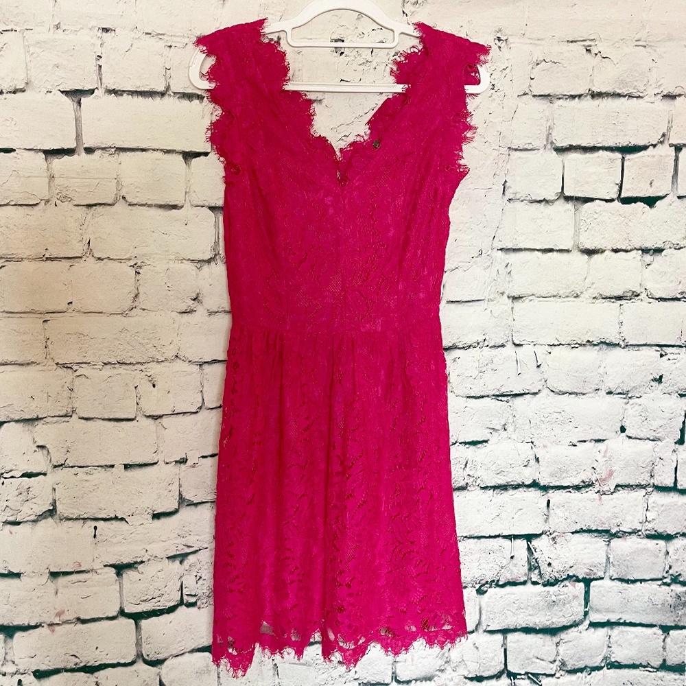 The Letter Hot Pink Lace Dress